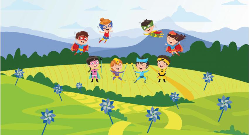 Cartoon of children heroes