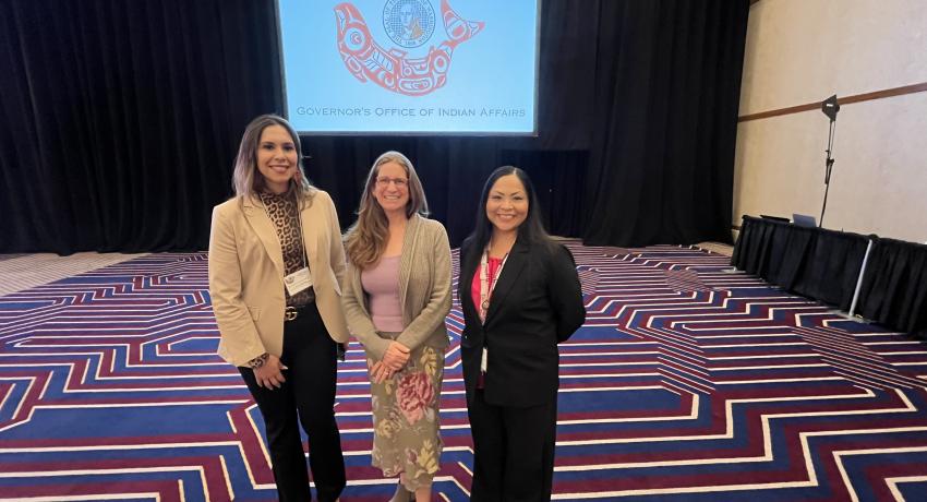 DCYF Secretary Tana Senn, Office of Tribal Relations (OTR) Early Learning Administrator Wendy Thomas, and OTR Director Cassie Anderson attending the 36th Annual Centennial Accord.