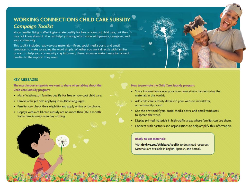 Screen shot of Child Care Subsidy toolkit