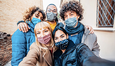 youth wearing face masks