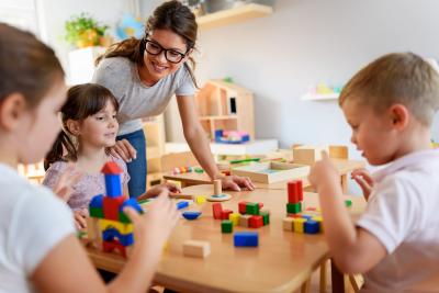 Children playing with blocks