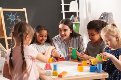 Teacher and kids in a classroom