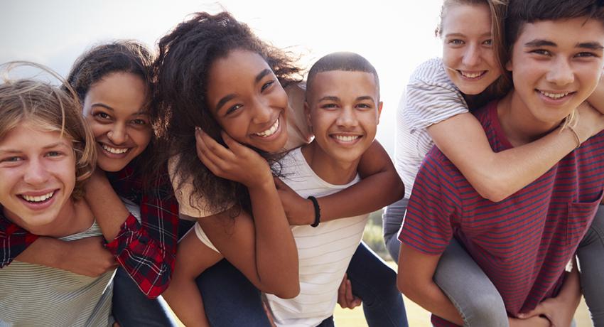 Group of diverse teens