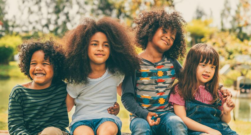 group of diverse young children