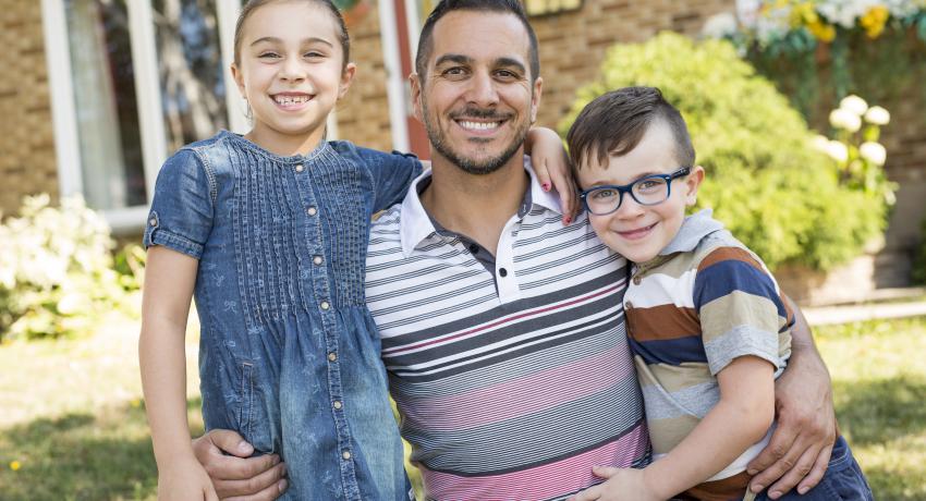 father and two children