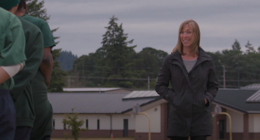 Jennifer Redman walking the campus of Green Hills School. 