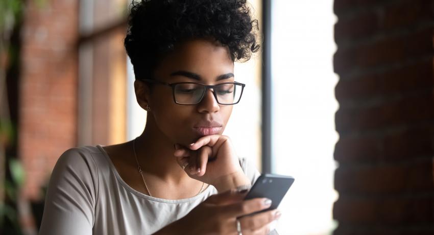 woman using phone