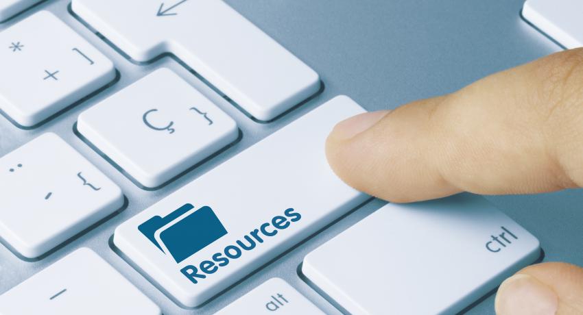 keyboard with a key marked "resources"