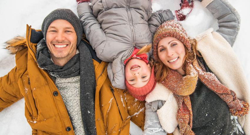 family in the snow